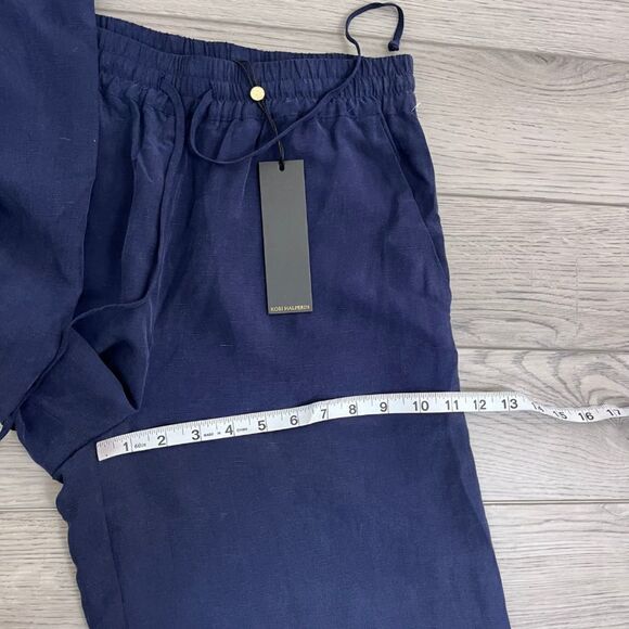 Kobi Halperin Size S Louise Blue Linen Tencel Pullon Wide Leg Pants NEW Trousers - Picture 11 of 12